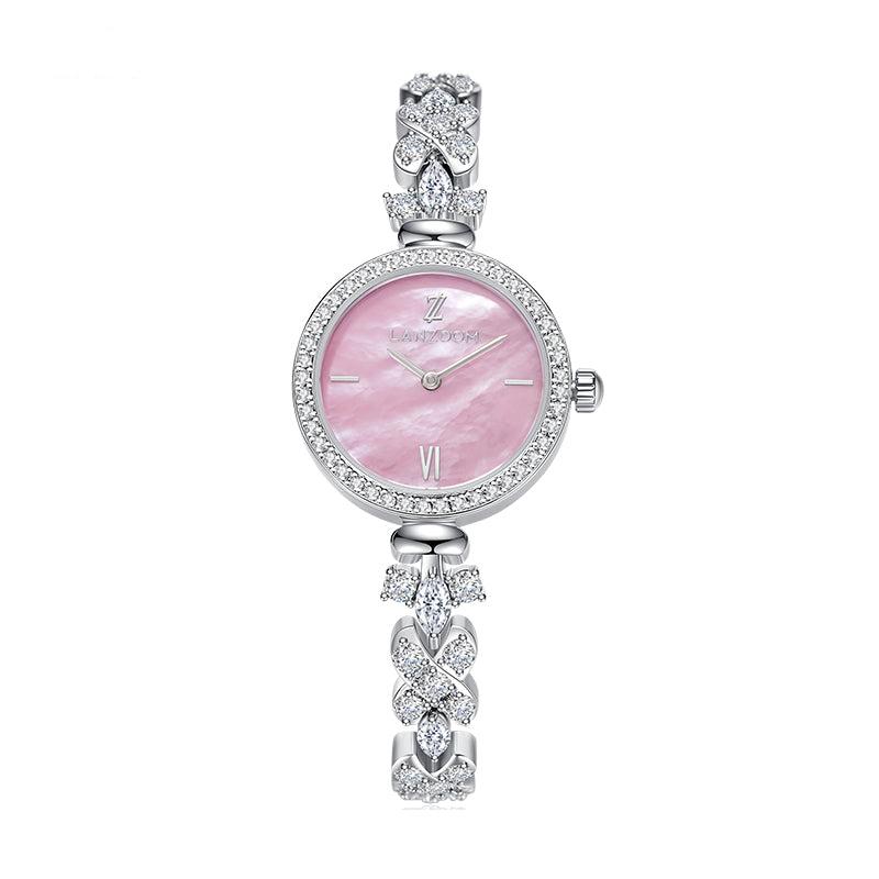 NWT Pink Crystal-Embellished Women\'s Lanzoom Watch Luxurman Womens Diamond Pink Watch 0.25ct 967467 main image 3