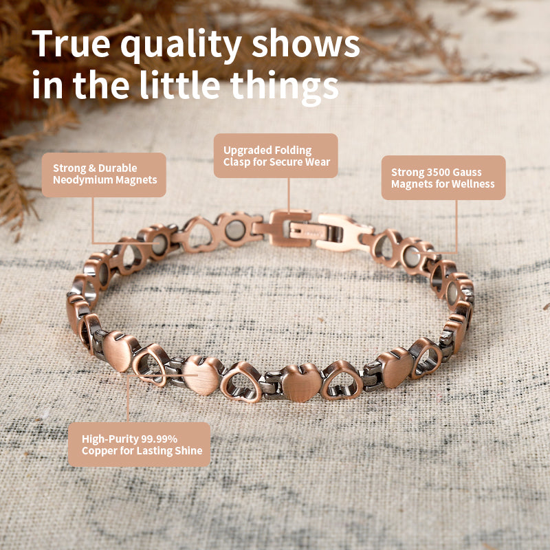 Elegant Rose Gold Clover Magnetic Bracelet - Stylish & Luxurious Copper Chain for Women