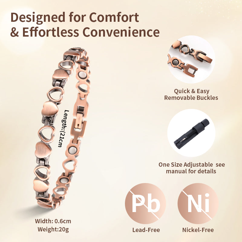 Elegant Rose Gold Clover Magnetic Bracelet - Stylish & Luxurious Copper Chain for Women