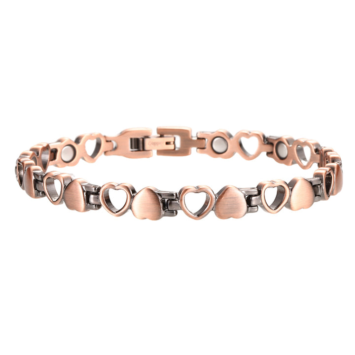 Elegant Rose Gold Clover Magnetic Bracelet - Stylish & Luxurious Copper Chain for Women