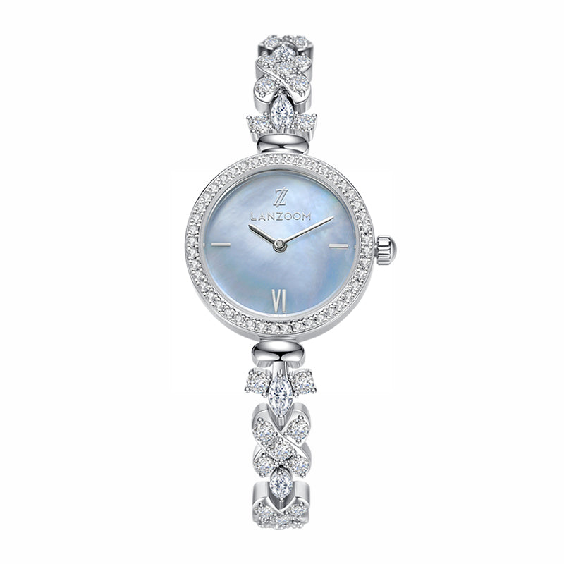 LANZOOM Women's Quartz Watch, Silver Oval Crystal-Set Watch, Adjustable Jew Lanzoom Women\u0027s Quartz Watch Navy Blue Genuine Leather Band- New