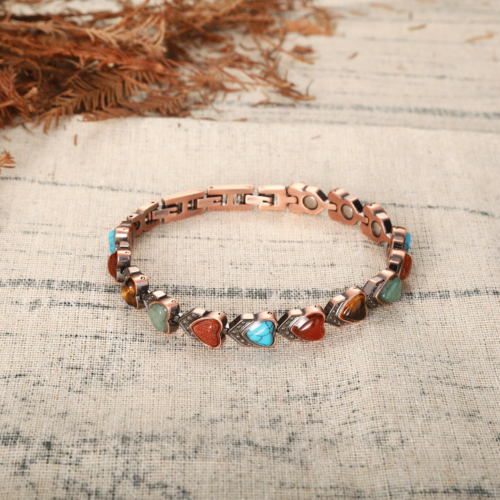 Elegant Rose Gold Clover Magnetic Bracelet - Stylish & Luxurious Copper Chain for Women