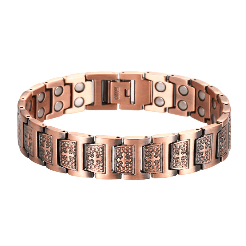 Elegant Rose Gold Clover Magnetic Bracelet - Stylish & Luxurious Copper Chain for Women