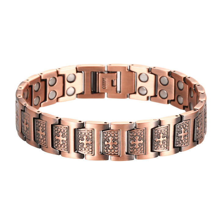 Elegant Rose Gold Clover Magnetic Bracelet - Stylish & Luxurious Copper Chain for Women