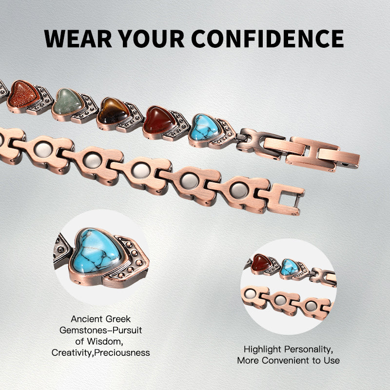 Elegant Rose Gold Clover Magnetic Bracelet - Stylish & Luxurious Copper Chain for Women