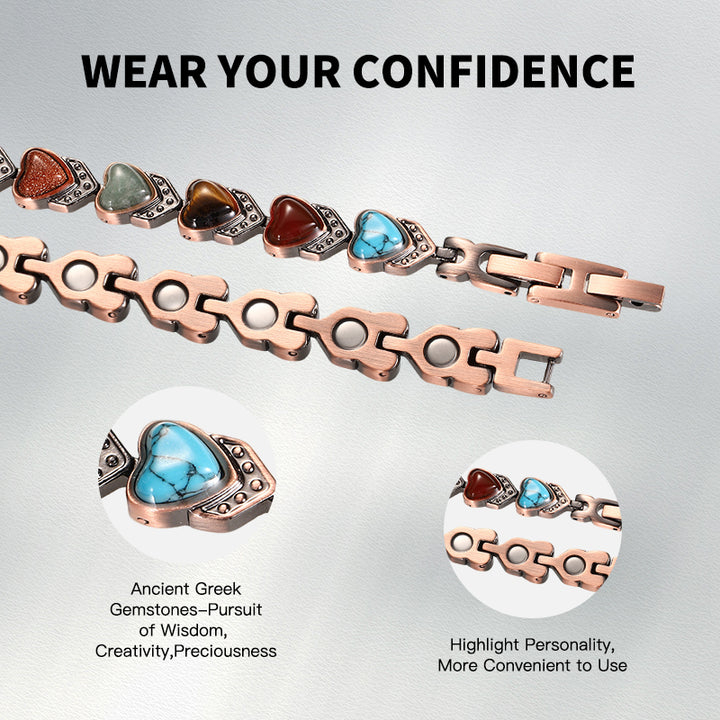 Elegant Rose Gold Clover Magnetic Bracelet - Stylish & Luxurious Copper Chain for Women